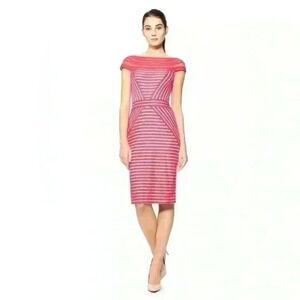 Tadashi Shoji Stripe Knit Cap Sleeve Dress in‎ Red Size S
